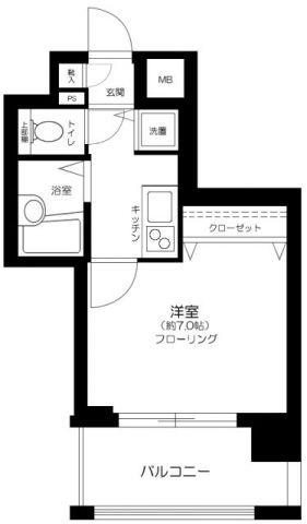 ラグジュアリーアパートメント三田慶大前(1K/6階)の間取り写真