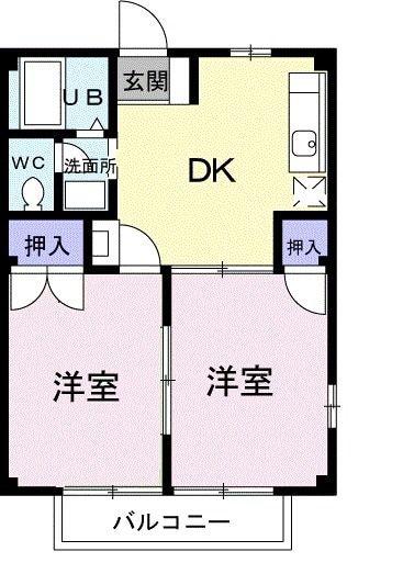 ハイムアレイ(2DK/2階)の間取り写真