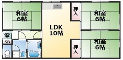 ＪＲ山陽本線 兵庫駅 徒歩11分 2階建 築39年(3LDK/2階)の間取り写真