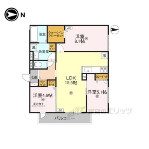 VILLA CALMA(3LDK/2階)の間取り写真