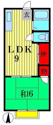 コーポ壷田(1LDK/2階)の間取り写真