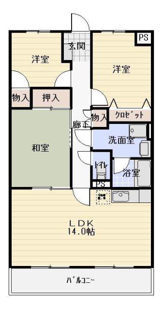 グランデ(3LDK/3階)の間取り写真