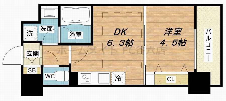 アーバネックス同心(1DK/3階)の間取り写真