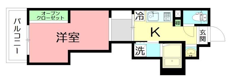 K・RICERCA(1K/4階)の間取り写真
