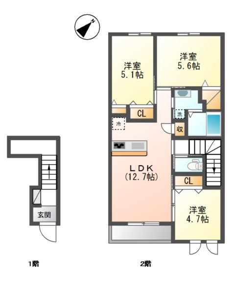 パームツリー(3LDK/2階)の間取り写真