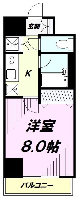 ベルグレード HJ(1K/8階)の間取り写真