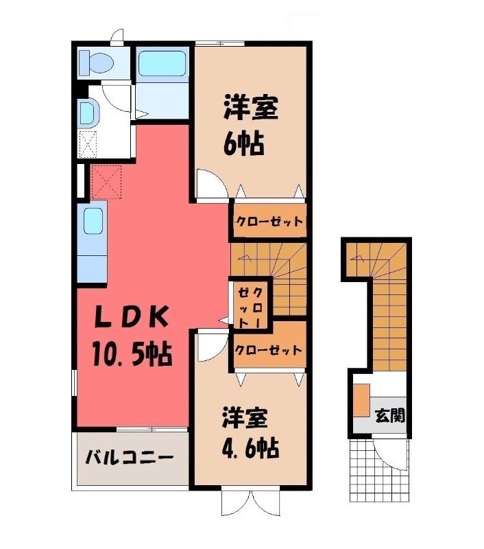 サンクレストII(2LDK/2階)の間取り写真