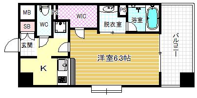 ゲートコート大阪福島(1K/3階)の間取り写真