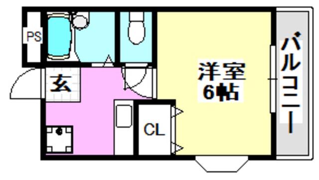 シャンブル南春日丘(1K/3階)の間取り写真