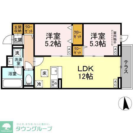 セレスティア東保木間II(2LDK/3階)の間取り写真