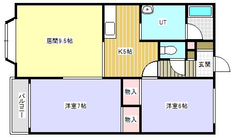 コーポフレンズ(2LDK/1階)の間取り写真