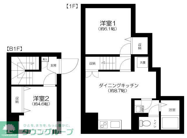 THE RESIDENCE NIHONBASHI(2DK/B1階)の間取り写真