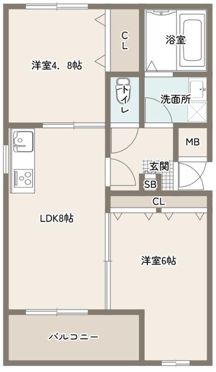 福田マンション(1SLDK/1階)の間取り写真