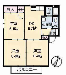 パレスR(3DK/2階)の間取り写真