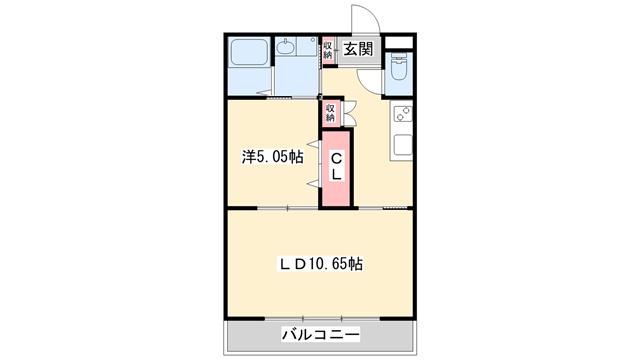 ベルフラワー嵐山(1LDK/3階)の間取り写真