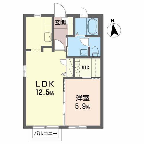 アスールコートIII(1LDK/2階)の間取り写真