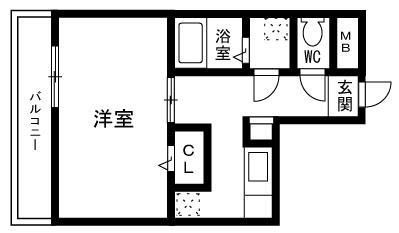 グランディ薬院I(1K/3階)の間取り写真