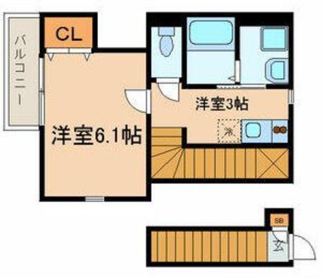 ヒルクレスト中井(1K/2階)の間取り写真