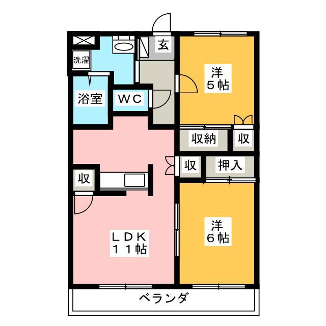 メゾンファン(2LDK/2階)の間取り写真