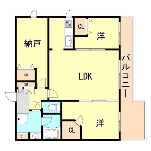 エステムプラザ神戸水木通グランクロス(2SLDK/15階)の間取り写真
