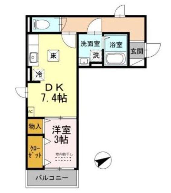 パークステージ戸越(1DK/1階)の間取り写真