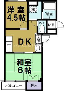 グレース壱番館(2DK/9階)の間取り写真