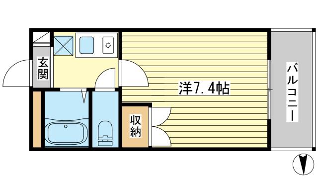 アムールMI中地(1K/3階)の間取り写真