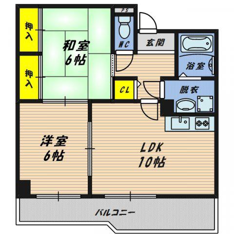 OWLET諸口(2LDK/2階)の間取り写真