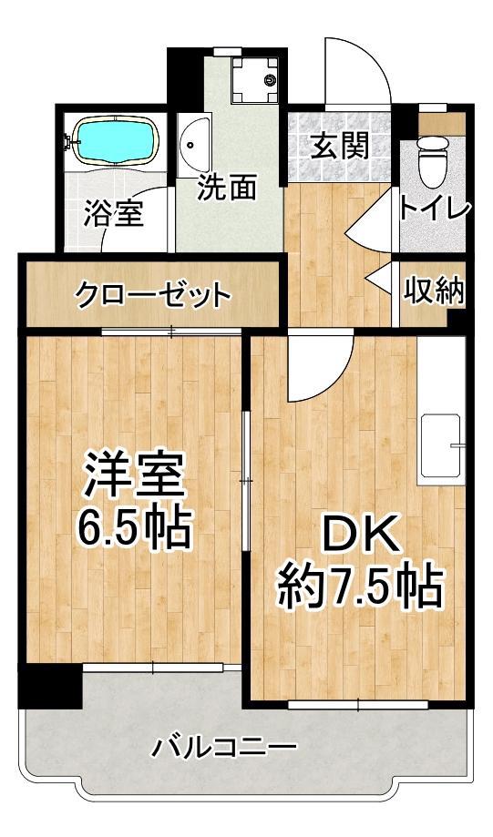 ＪＲ東海道本線 神戸駅(兵庫) 徒歩11分 14階建 築36年(1DK/13階)の間取り写真