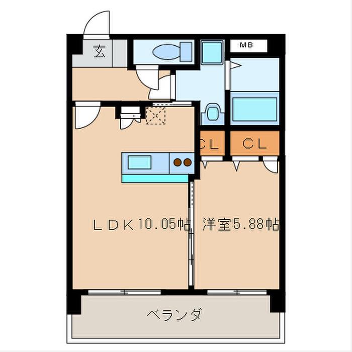 グリーンヒルズ観世(1LDK/5階)の間取り写真