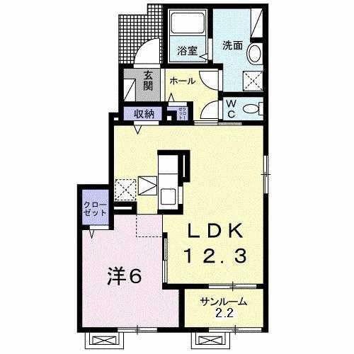 エクラ21(1LDK/1階)の間取り写真