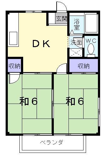 メゾンさち(2DK/2階)の間取り写真