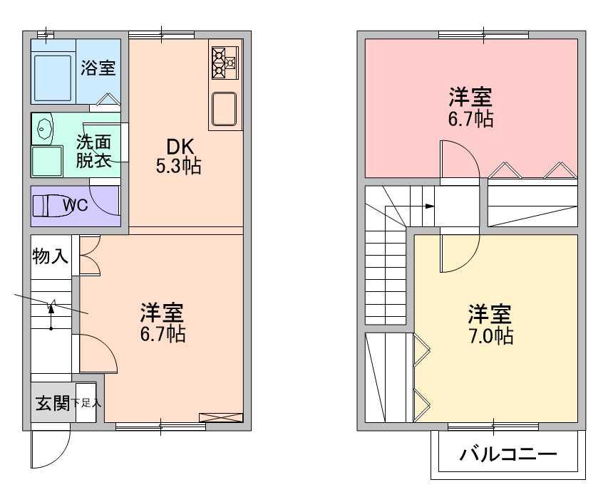 ハイツめぐみ 3(2LDK/1階)の間取り写真