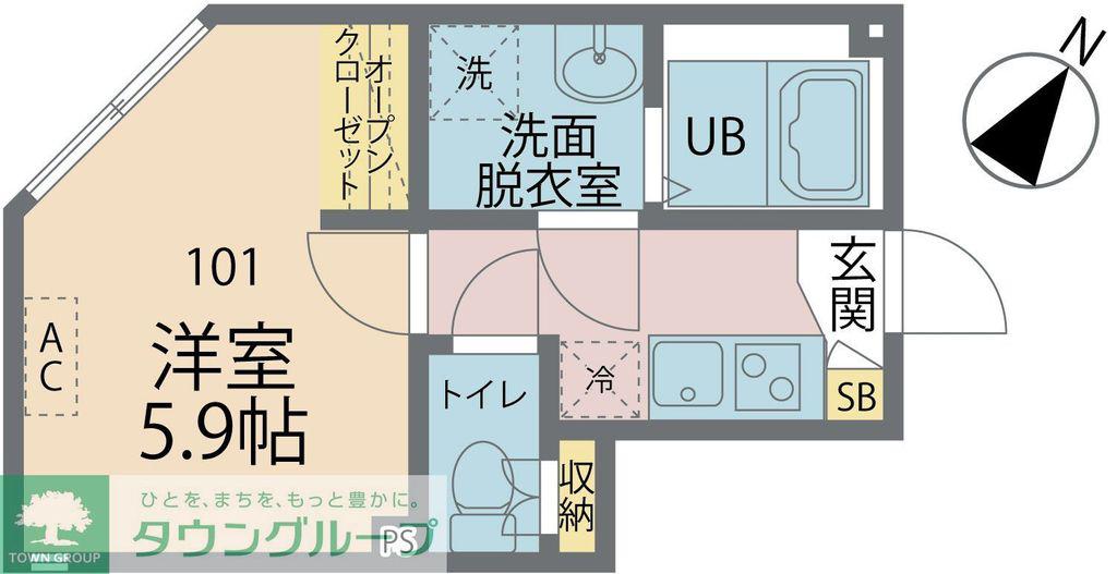 カインドネス南雪谷II(1K/1階)の間取り写真