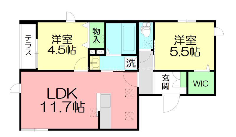 アルモ湘南II(2LDK/1階)の間取り写真