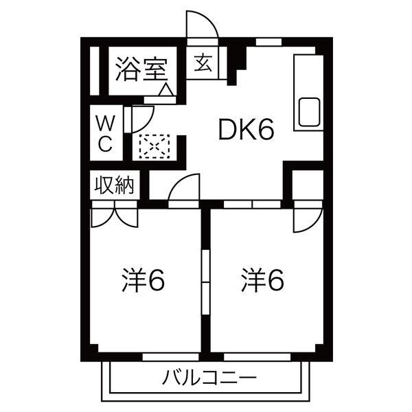 スカイハイツ(2DK/2階)の間取り写真