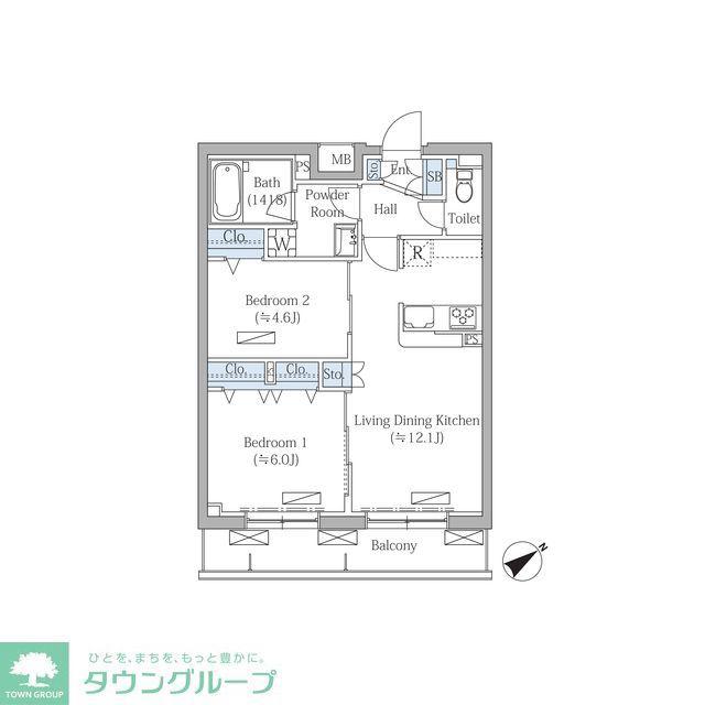 ROVINE目黒東山(2LDK/4階)の間取り写真