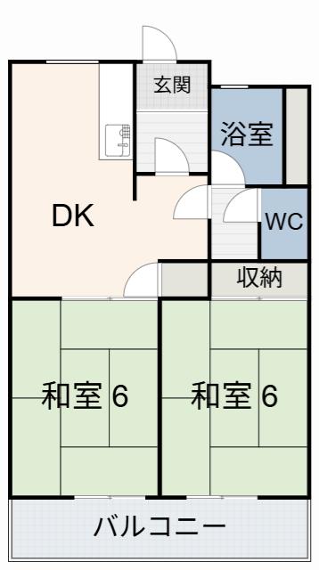 メゾン横須賀(2DK/4階)の間取り写真