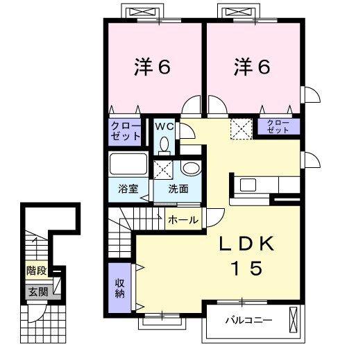 カーサ セレーノ B(2LDK/2階)の間取り写真