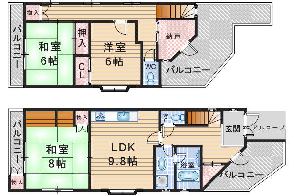 サンシャインセブン(3LDK/4階)の間取り写真