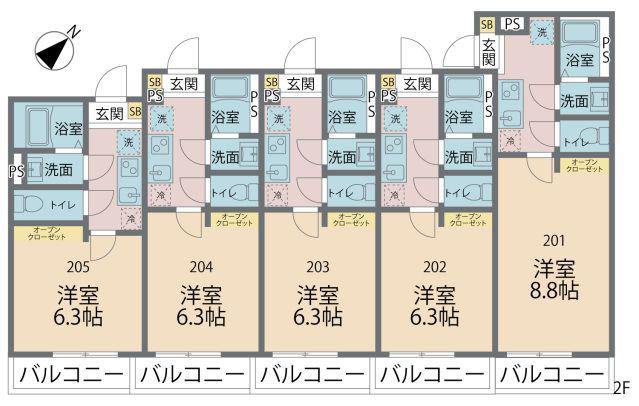 カインドネス相模が丘(1K/2階)の間取り写真