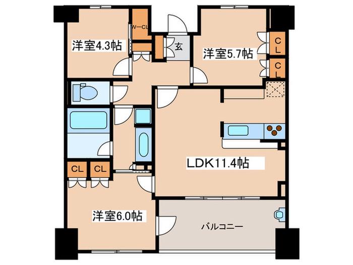 KDXレジデンス町田(3LDK/10階)の間取り写真