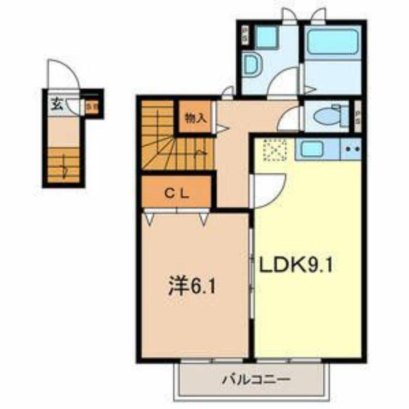 アムールセンタービレッジ II(1LDK/2階)の間取り写真