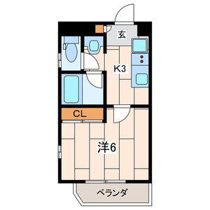 ヴァンヴェール1(1K/3階)の間取り写真