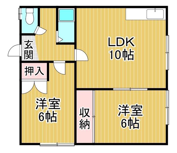 ポールスターハイツ品川A(2LDK/1階)の間取り写真