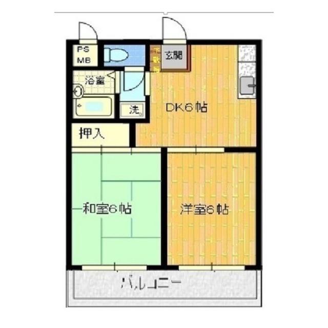 サクラハイム中原B(2DK/2階)の間取り写真