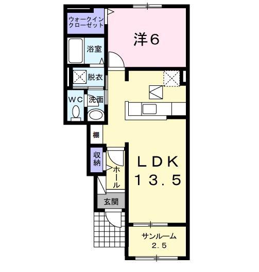 CASA二本松3(1LDK/1階)の間取り写真