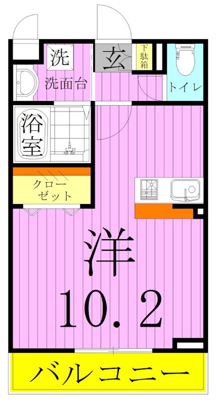 リバーパークK(ワンルーム/2階)の間取り写真