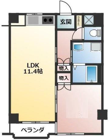 ウエルス都立大(1LDK/4階)の間取り写真
