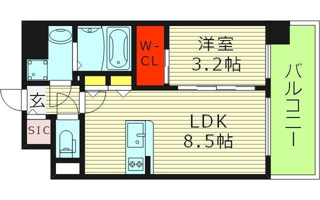 エスリードレジデンス ザ・グラン都島ノア(1LDK/4階)の間取り写真